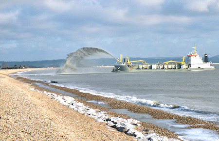 Replenishing the shingle sea defences at Litltlestone March 2016