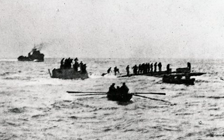 SM U-8 sinking after being scuttled on March 4, 1915