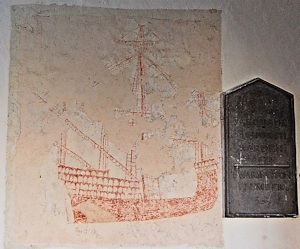 Galleon painted on the wall
