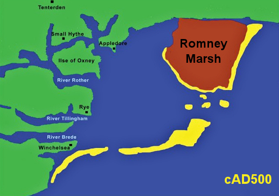Map of Romney Marsh c AD500