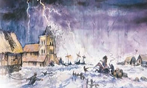 Artist's impression of the Great Storm in 1287